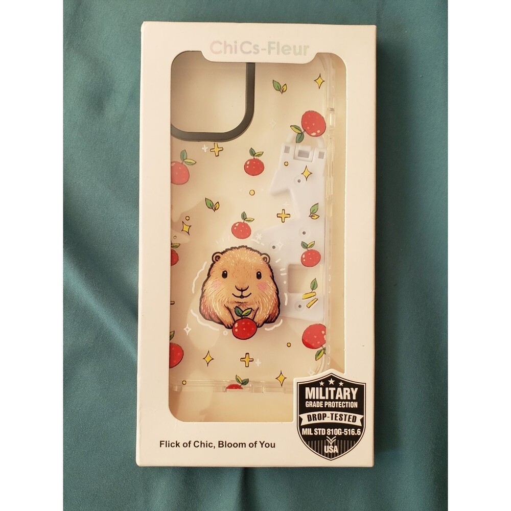 Iphone 16 Capybara Phone Case ChiCs-Fleur Cherries Clear Background